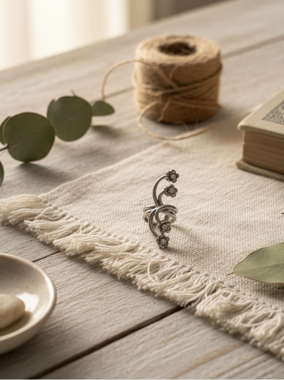 Elegant Silver Floral Earcuff
